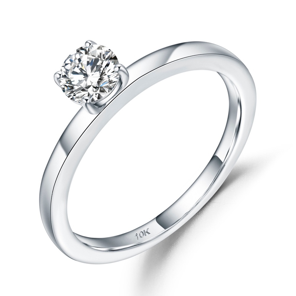 Engagement Ring in Solid 10K White Gold